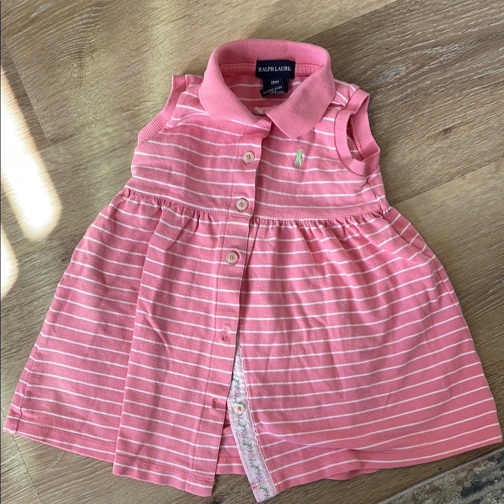 Ralph Lauren Pink Striped Baby Dress